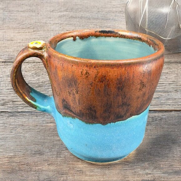 Mel B Pottery Hand Made Studio Art Pottery Coffee Mug Cup Signed Bee Inside - Picture 3 of 14